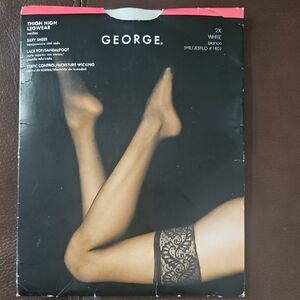 George White Lace Thigh High Stockings